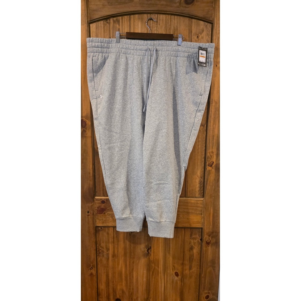 Under Armour Rival Fleece Joggers Womens 3X Gray NEW Athletic Loose Fit 1380236